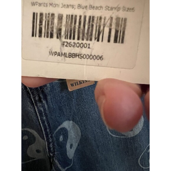 Ghanda Jeans Size 6 Ying Yang Beach Stamp Blue Wide Leg - Picture 12 of 16